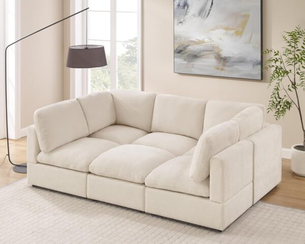 Modular Sectional Sofa, Convertible Sleeper Sofa Modular Sectional Sofa Bed with Ottoman, 6-seat Sectional Sofas for Lving Room