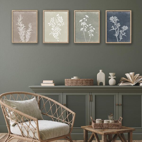 Framed Boho Wall Art Set of 4 for Wooded Minimalist Botanical Print Wall Art for Rustic Vintage Farmhouse Home Kitchen Wall Decor (Brown, 11x14) - Image 7