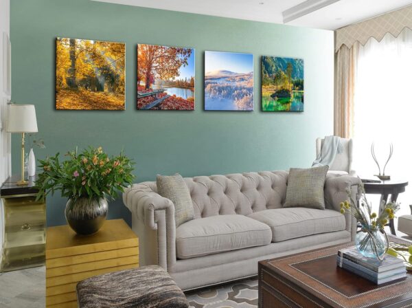 OKEXCKK Four Seasons Landscape Canvas Wall Art Decor - Spring Summer Autumn Winter Colorful Tree Painting Modern Nature Forest Prints Artwork Picture for Bathroom Office Decoration - Image 5