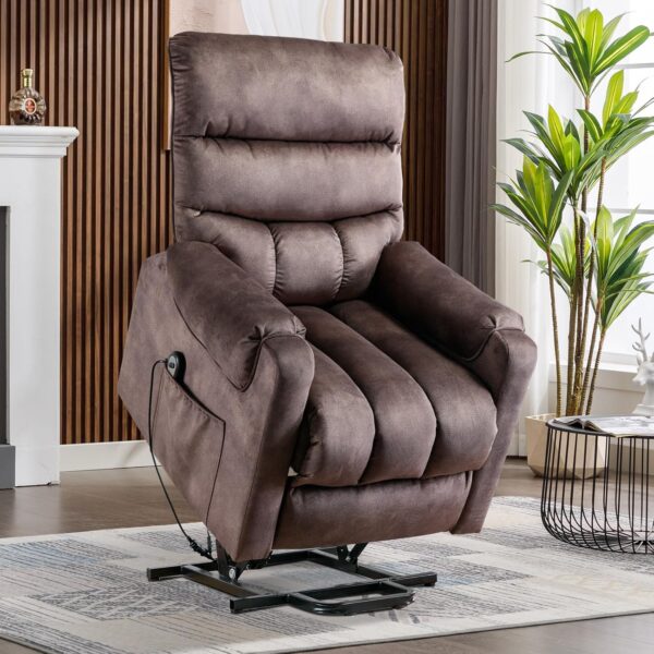 Phoenix Home Power Lift Chair for Elderly with Remote Control & Side Pockets Recliner, Brown