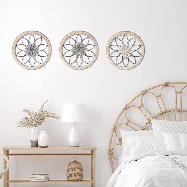 FGstyle 3 Pieces Ultra-thick Farmhouse Wall Decor Bathroom Wall Art Flower Wall Decor Rustic wall art for Bedroom Living Room Bathroom Kitchen Dining Room Home Decorations(12×12inch) - Image 6