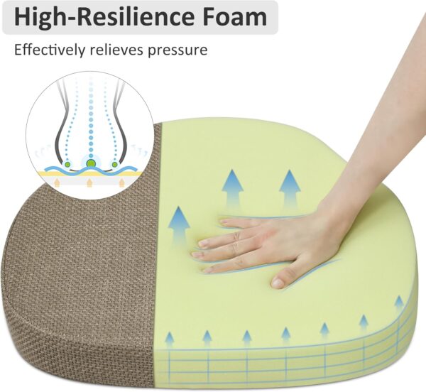 Shinnwa Dining Chair Cushions Set of 4 Windsor Chair Pads for Dining Room High-Resilience Foam Seat Cushions for Kitchen Chairs with Ties & Textured Cover, 4 Pack, 16.5 x 15.5 x 2 Inches - Image 2