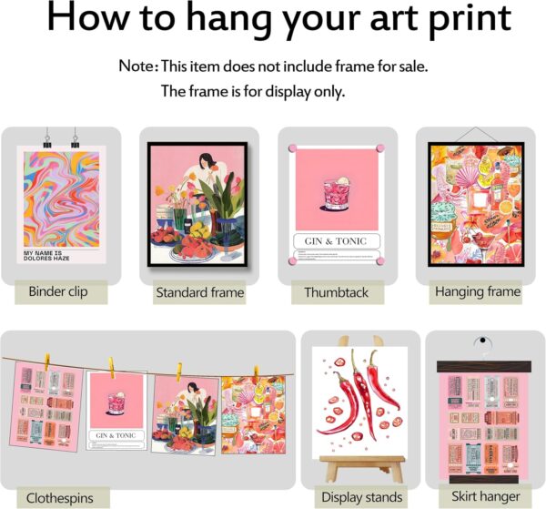 Luodroduo Retro Wall Art Prints Set of 6 Aesthetic Gallery Pink Preppy Posters Trendy Maximalist Eclectic Canvas Funky Retro Coquette Wall Decor for Living Room Bedroom Corridor (D, 8"x10" UNFRAMED) - Image 3