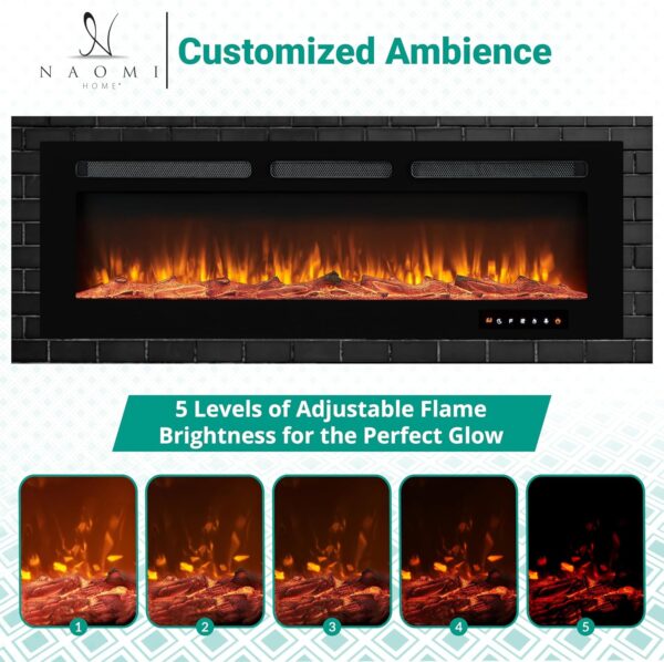 Electric Fireplace 30" with Remote and Touch Screen, Electric Fireplace Inserts Recessed, 12 Flame Colors Electric Fireplace Heater, Wall Mount Fireplace with Carbon & Crystal Logs, 750W/1500W - Image 7