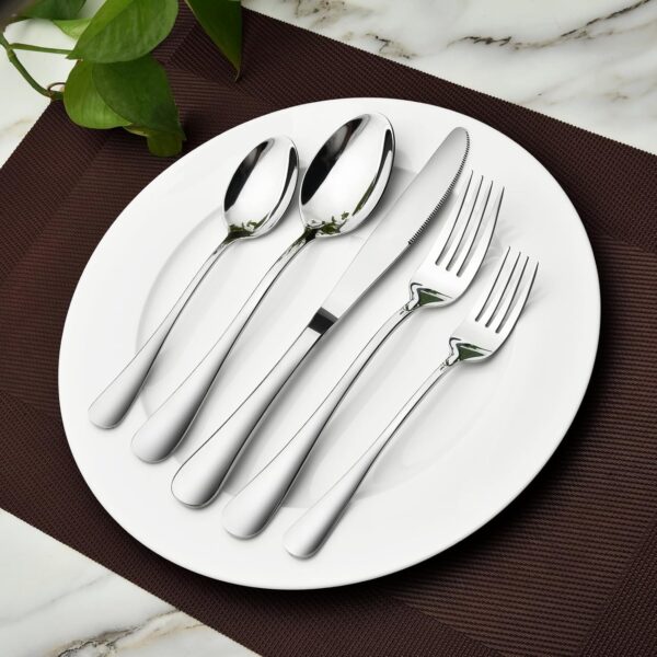 Silverware Set for 8, 40 Piece Heavy Duty Stainless Steel Flatware Utensils Cutlery Set Including Steak Knife Fork and Spoon, Dishwasher Safe, Gift Package for Wedding Housewarming - Image 6