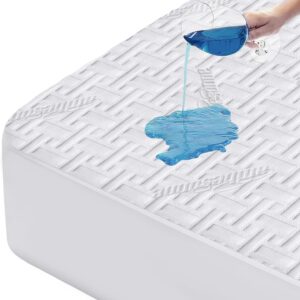 Ambesonne Fitted Non-Slip Mattress Protector with 8''-21'' Deep Pocket 100% Waterproof 3D Air Fabric Fiber Cover Soft and Noiseless Bed Pad for a Hotel Quality Comfortable Sleep, Twin