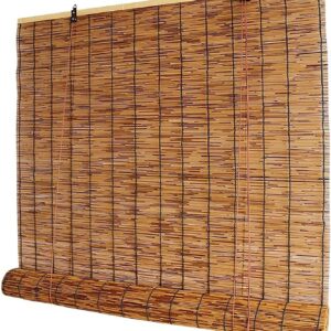 Vintage Bamboo Roller Blinds, UV Resistant Waterproof Reed Curtains Bamboo Window Sunshades for Indoor/Outdoor Porch Privacy Outdoor Bamboo Blinds, Easy to Install
