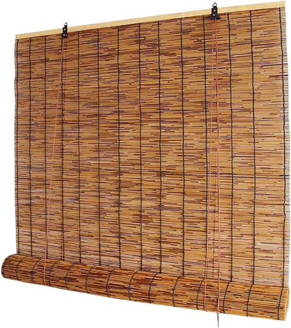 Vintage Bamboo Roller Blinds, UV Resistant Waterproof Reed Curtains Bamboo Window Sunshades for Indoor/Outdoor Porch Privacy Outdoor Bamboo Blinds, Easy to Install