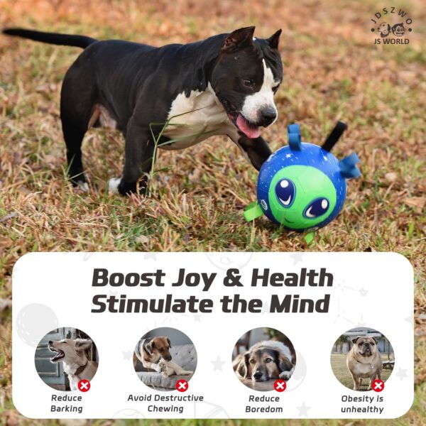 JS World Large Soccer Ball for Dogs with Tabs (8.6 Inch) Herding Ball for Dogs - Big Ball for Dogs - Alien Gift - Durable Dog Soccer Ball - Dog Tug Toy - Dog Water Toy - Outdoor Dog Toys - Image 6