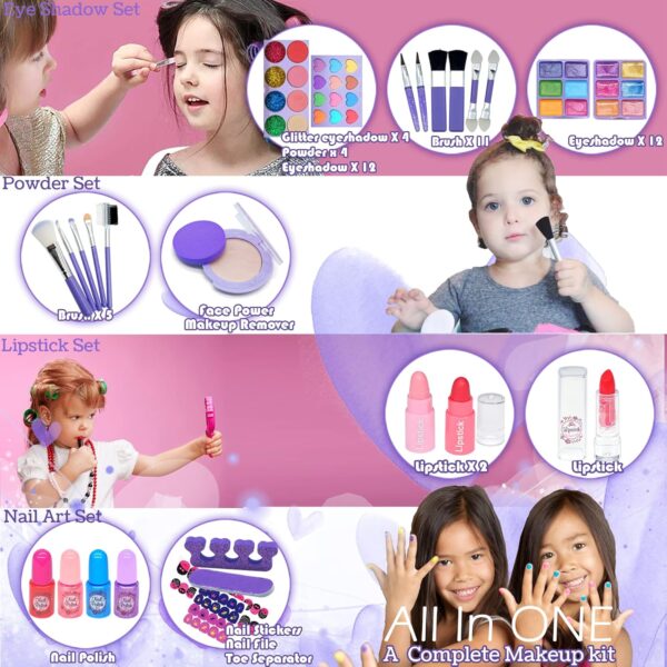 Kids Makeup Kit Girls Toys - Toys for Girls Real Washable Makeup Girls Princess Gift Play Make Up Toy Makeup Vanities for Girls Age 4-12 Year Old Children Gift Birthday - Image 3