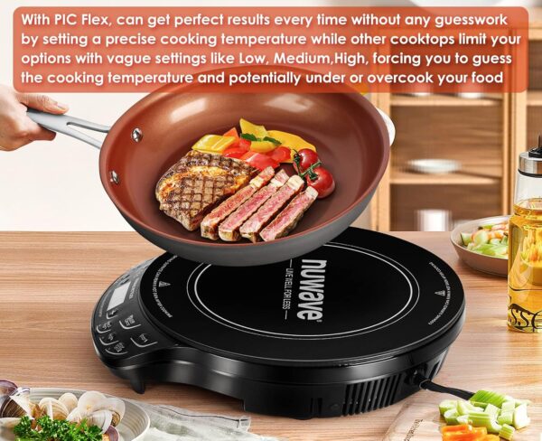 Nuwave Flex Precision Induction Cooktop, 10.25” Shatter-Proof Ceramic Glass, 6.5” Heating Coil, 45 Temps from 100°F to 500°F, 3 Wattage Settings 600, 900 & 1300 Watts, Black - Image 6