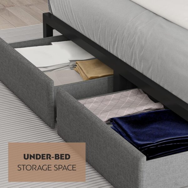 Queen Size Bed Frame with Headboard and Storage, Drawers Platform Bed Frame with Storage Chargin Station LED Light Bed Frame, Heavy Duty, No Box Spring Needed - Image 4