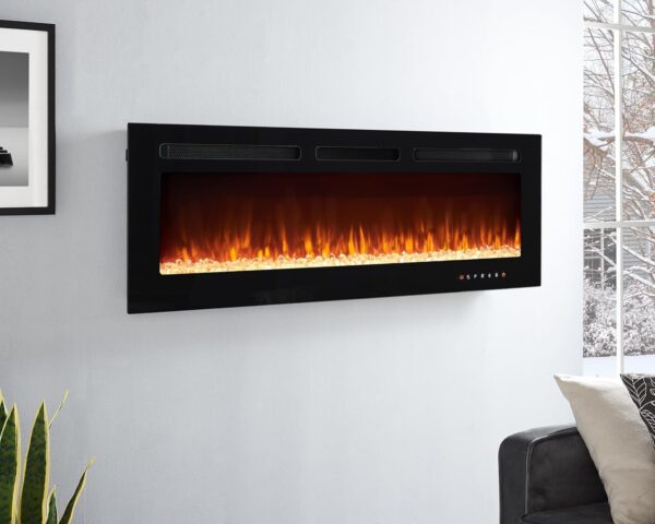 Electric Fireplace 30" with Remote and Touch Screen, Electric Fireplace Inserts Recessed, 12 Flame Colors Electric Fireplace Heater, Wall Mount Fireplace with Carbon & Crystal Logs, 750W/1500W - Image 3