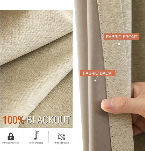 ZY Blinds Khaki Blackout Curtains for Bedroom, Pinch Pleat Curtain with Thermal Insulated Room Darkening Privacy Window Curtain Drapes for Bedroom, 25W x 54H inch, 2 Panels - Image 3