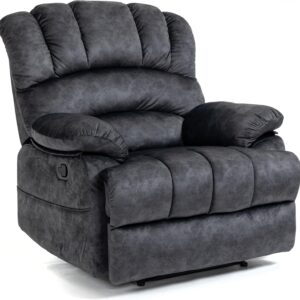 Modern Lazy Boy Recliner Chair & Manual Recliner Chair for Adults, Oversized Single Sofa with Adjustable Backrest, Footrest Extender,2 Pockets,Heavy Duty,Fabric (Dark Gray2)