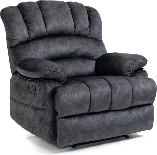 Modern Lazy Boy Recliner Chair & Manual Recliner Chair for Adults, Oversized Single Sofa with Adjustable Backrest, Footrest Extender,2 Pockets,Heavy Duty,Fabric (Dark Gray2)
