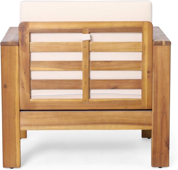 Christopher Knight Home Louver Club Chairs, Teak + Cream - Image 5