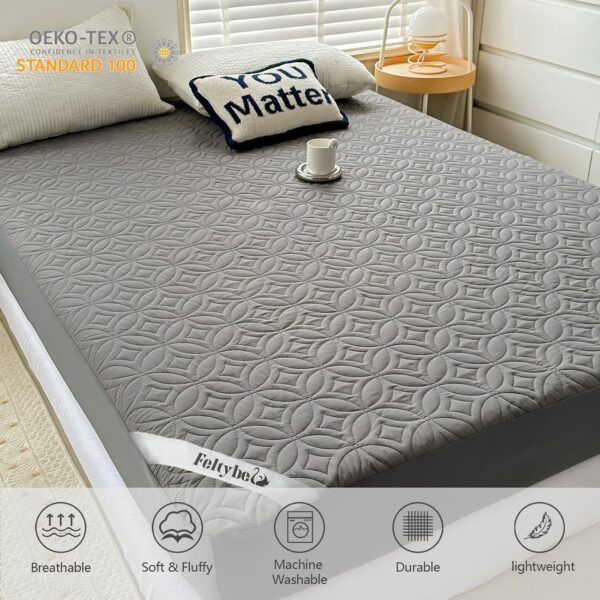 FELTYBED Full Size 54"x75" Waterproof Mattress Protector, Soft Bed Grey Mattress Cover Full, Breathable Mattress Pad Cover with Deep Pocket 6"- 15", Noiseless Washable - Image 6