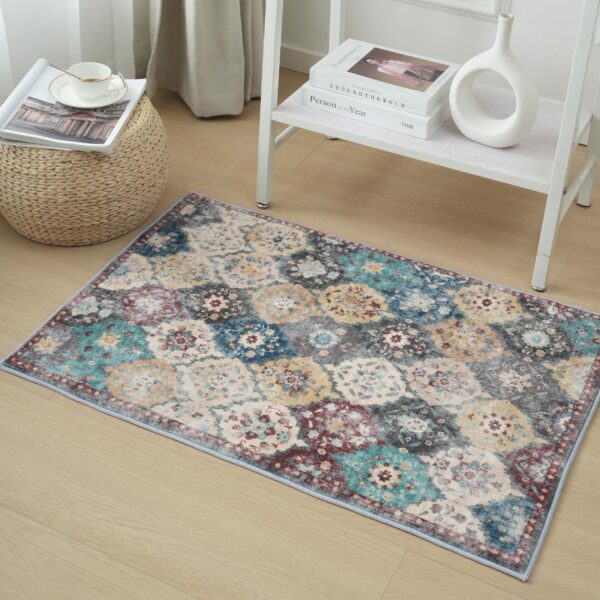 Boho Area Rug - 5'x7' Area Rugs Vintage Design for Living Room Faux Wool Non-Slip Washable Low-Pile Floor Carpet, Washable Low-Pile Floor Carpet for Living Room Bedroom, Home Decor Office - Image 6