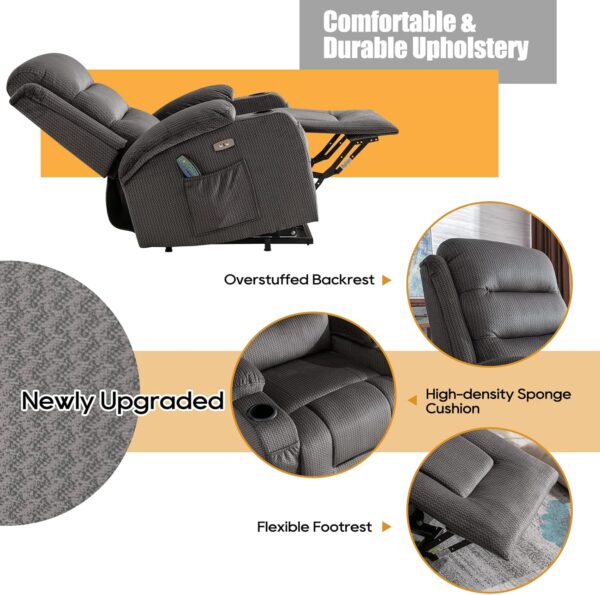 Lift Chair, Power Lift Recliner Chair for Elderly with Massage and Heat, Electric Power Lift Recliner Chair for Living Room with USB Port, 2 Cup Holders, 4 Pockets, Infinite Position - Image 6