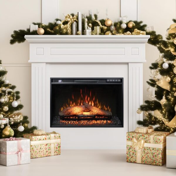 26 Inches Electric Fireplace Inserts, 1500W Wall Recessed with Remote Control, Timer, 6 Brightness and 5 Speeds, Overheating Protection, Fireplace Heater for Indoor Use - Image 2