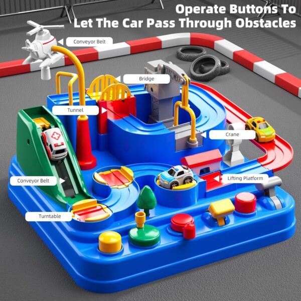 TEMI Boys Toys Car Track, Kids Race Track City Rescue Toy for 3 4 5 6 7 Years Old Boys Girls - Car Toys with 3 Cars, Car Track Toys for Boys Age 3, Birthday Gifts Toys for Boys 3-5 Years Old - Image 6