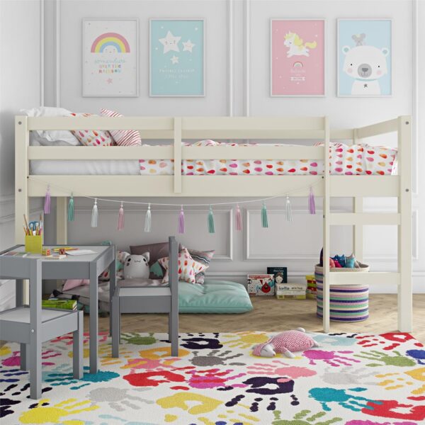 DHP Milton Twin Loft Bed, White, Traditional Small Space Junior Size, Horizontal Paneling, Sturdy Wood Construction - Image 2