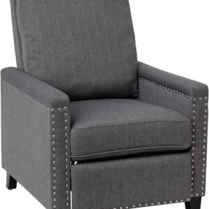 Flash Furniture Carson Transitional Style Push Back Recliner Chair - Gray Fabric Upholstery - Accent Nail Trim - Pillow Back Recliner
