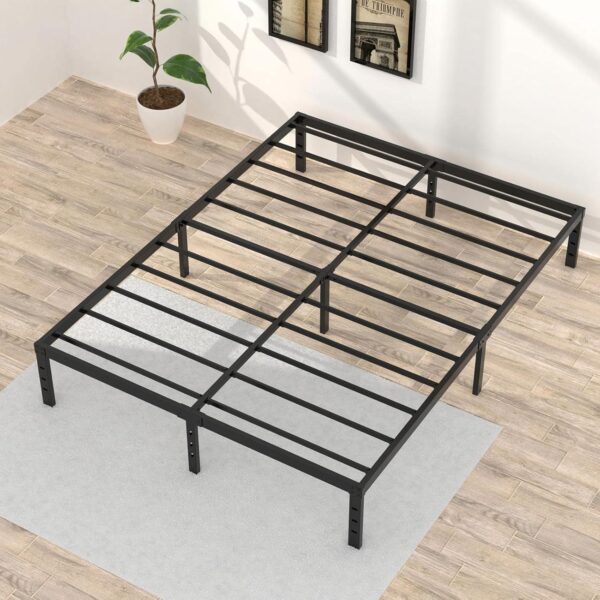 16 Inch Cal King Bed Frame with White Skirt Cover, Metal California King Bed Frames with Storage, No Box Spring Needed, Heavy Duty, Easy Assembly, Noise Free, Mattress Foundation - Image 4
