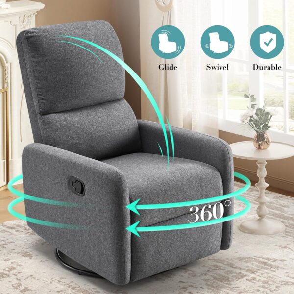 Jocisland Swivel Rocking Chair, Nursery Glider Recliner Chairs for Adults, Rocker for Living Room Bedroom, Comfy Upholstered Modern Nursing Reclining Single Sofa, Off-White Teddy - Image 3