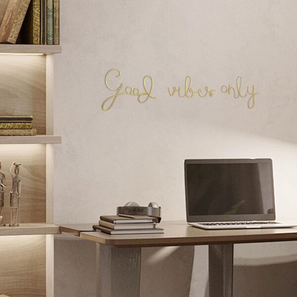 Ecqizer Good Vibes Only Signs Wall Decor Metal Wire Letters Wall Decor Metal Wire Art Decor Inspirational Wall Decoration for Home Room Office Wall (Gold) - Image 6