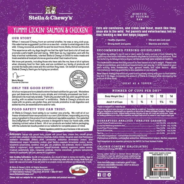 Stella & Chewy's Freeze-Dried Raw Cat Dinner Morsels – Grain Free, Protein Rich Cat & Kitten Food – Yummy Lickin’ Salmon & Chicken Recipe – 3.5 oz Bag - Image 2