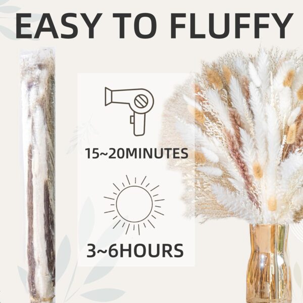Natural Pampas Grass 8kind Grass Mix Bouquet | Dried Pampas Bouquet for Wedding Boho Flowers Home Table Decor Desk Decor, Rustic Farmhouse Decor (93PCS) - Image 5