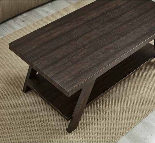 Roundhill Furniture Athens Contemporary Wood Shelf Coffee Table, Weathered Espresso - Image 7
