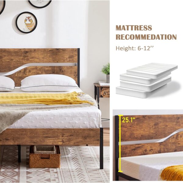 VECELO Full Size Platform Bed Frame with Wood Headboard, Solid and Strong Metal Support, No Box Spring Needed - Image 4