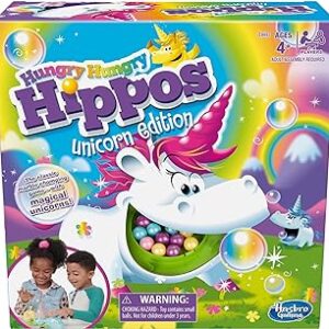 Hasbro Gaming Hungry Hippos Unicorn Edition Pre-School Board Game for Kids Ages 4 and Up; 2-4 Players