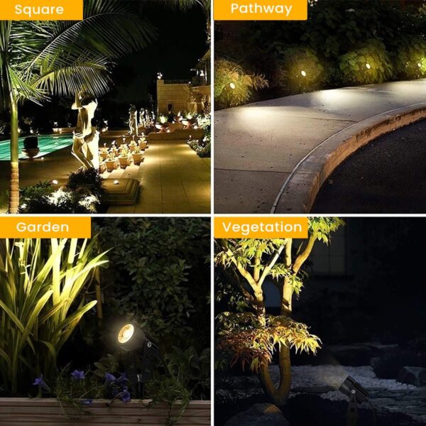 Svater Landscape Lighting Low Voltage,4 Pack Outdoor Spotlights with Transformer, Plug in LED Spot Lights for Yard, Backyard,House 12V 3000K Warm White, IP65 Waterproof - Image 6