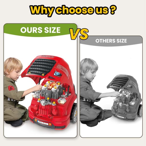 iPlay, iLearn Large Truck Engine Toy, Kids Mechanic Repair Set for 3-5 Yr Toddlers, Big Builder Kit, Take Apart Motor Vehicle Pretent Play Car Service Station, Gifts 4 6 7 8 Year Old Boy Child - Image 3