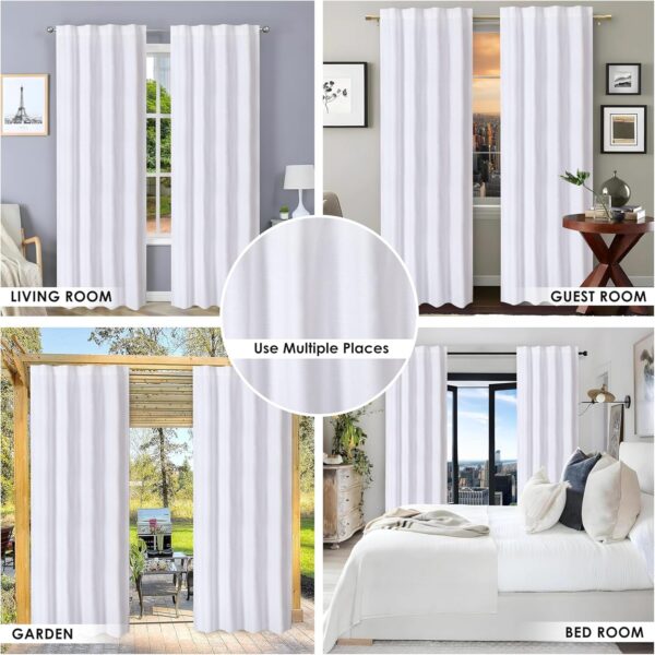 HOMIDATE White Curtain,84 inch Long White Curtains,Cotton Curtains Set of 2 Size 50x84 inch,White Cotton Drapes,Curtains for Window,Textured White Curtains Set of 2,84 inch Curtains,Bathroom Curtains - Image 5