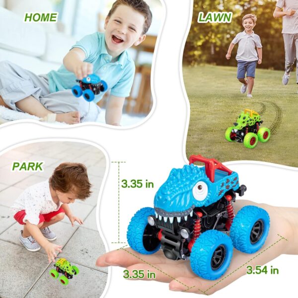 LODBY Dinosaur Toys for 2 3 4 5 Year Old Boys , Pull Back Vehicles Toys Monster Truck for Toddler Boys Age 2-4-6, Dino Cars for Kids 3-5 Year Old Christmas Birthday Gifts - Image 6