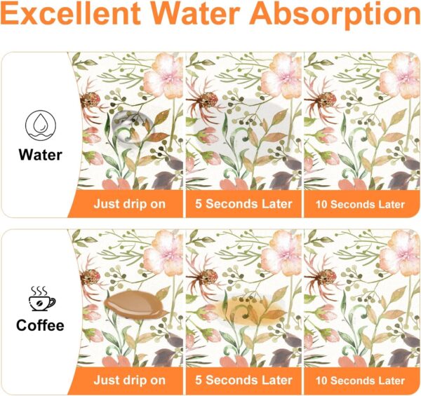 LOKHOM Dish Drying Mat for Kitchen Counter, 18"x24" Absorbent Coffee Bar Mat with Pink Roses Petals , Dish Drainer Rack Mats for Kitchen Counter Coffee Maker Coffee Pot Dining Room Decoration - Image 3