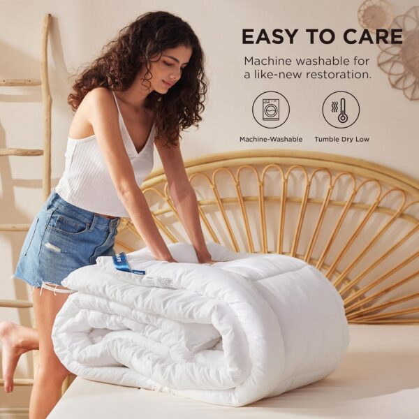 Bedsure Comforter Duvet Insert - Quilted Comforters Queen Size, All Season Duvet, Down Alternative Bedding Comforter with Tabs(White,Queen 88"x88") - Image 5