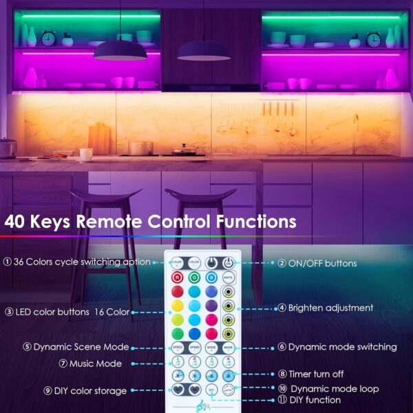 maylit 10 PCS Smart RGB Under Cabinet Lights Kit, Work with Alexa and Google Assistant, App and Remote Control, Music Sync Color Changing, Timer, Dimmable, for Cabinet, Counter, Shelf, Bookcase - Image 4