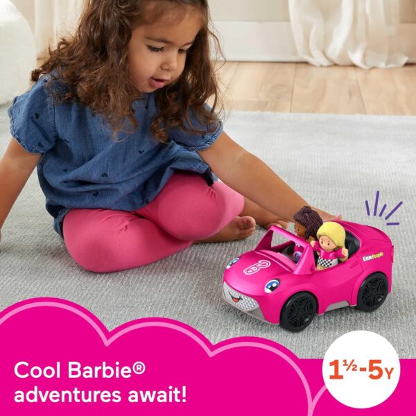 Fisher-Price Little People Barbie Toddler Toy Car Convertible with Music Sounds & 2 Figures for Pretend Play Ages 18+ Months - Image 2