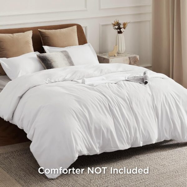 Bedsure White Duvet Cover Queen Size - Soft Double Brushed Duvet Cover for Kids with Zipper Closure, 3 Pieces, Includes 1 Duvet Cover (90"x90") & 2 Pillow Shams, NO Comforter - Image 2