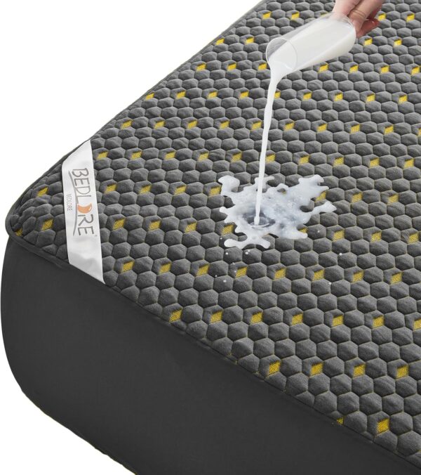 Waterproof Mattress Protector, Full Size Mattress Pad Fitted 6-15" Deep Pocket, 3D Air Fabric Double Bed Mattress Cover Noiseless Washable for College Dorm(Carbon Gray)