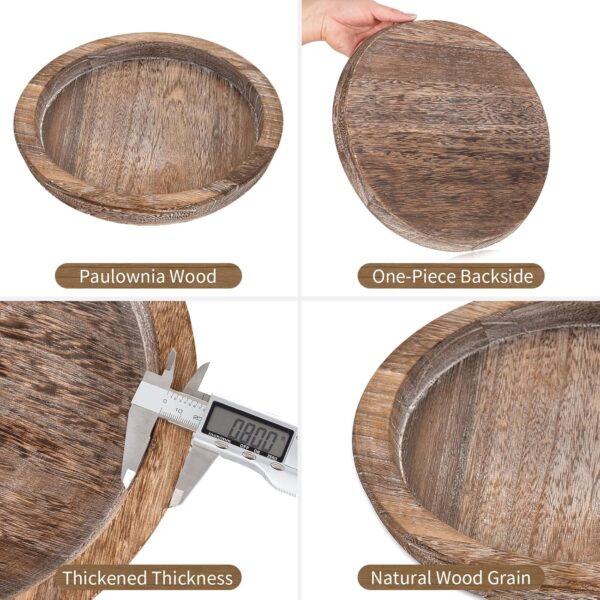 Hanobe Candle Plate Holder Tray: Round Wooden Decorative Candle Plate Small Farmhouse Table Centerpiece Rustic Wood Tealight Pillar Trays for Christmas Wedding Halloween Home Decor - Image 4