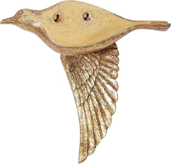 Deco 79 Polystone Bird Home Wall Decor Metallic 3D Sculpted Floating Wall Sculpture, Set of 3 Wall Art 10",10",10"H, Gold - Image 3