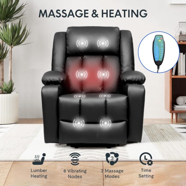 FLEXISPOT XL31 Power Lift Recliner Chair for Elderly, Oversized Electric Leather Lift Chair with Cup Holders, Side Pockets, Massage Reclining Chair Sofa for Living Room Bedroom (Black) - Image 5