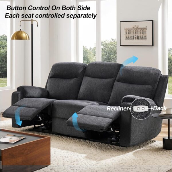 Power Swivel Recliner Chair Rocker Reclining Chairs with Overstuffed Arm and Backrest for Adults, Electric Rocking Recliner Sofa Chair for Living Room, Dark Grey - Image 3